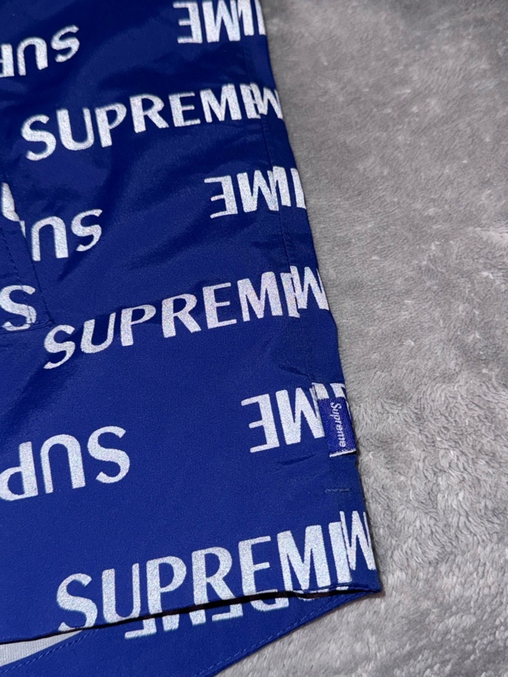 Mens Supreme 3M Reflective Repeat Taped Seam Jacket Blue - Picture 14 of 14